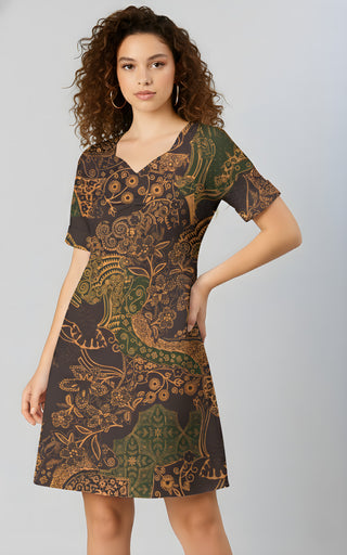 Ethnic Charm Printed A-Line Dress