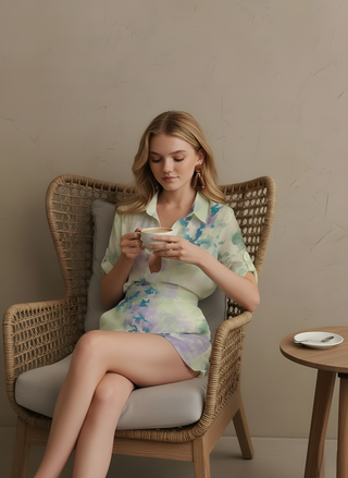 Pastel Watercolor Print Collared Romper